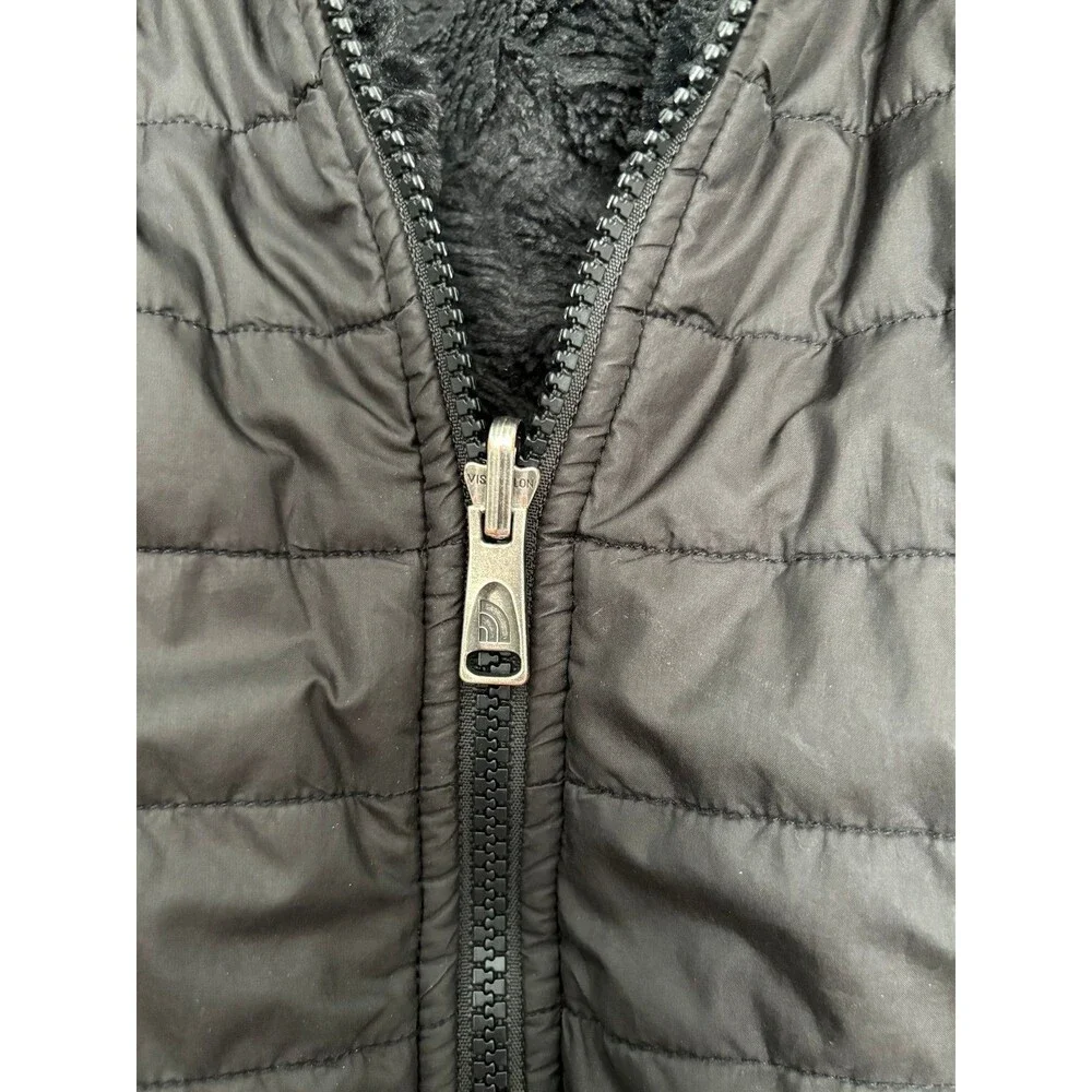 The North Face Reversible Puffer Plush Fleece Jacket Girls Size L 14/16 Black